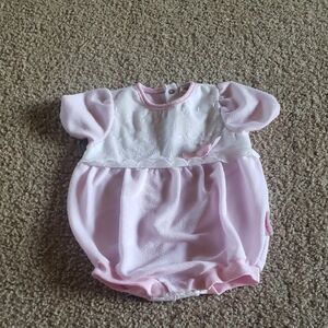 Vintage Healthtex 18M Pink White Baby Bubble Romper Embroidered Eyelet